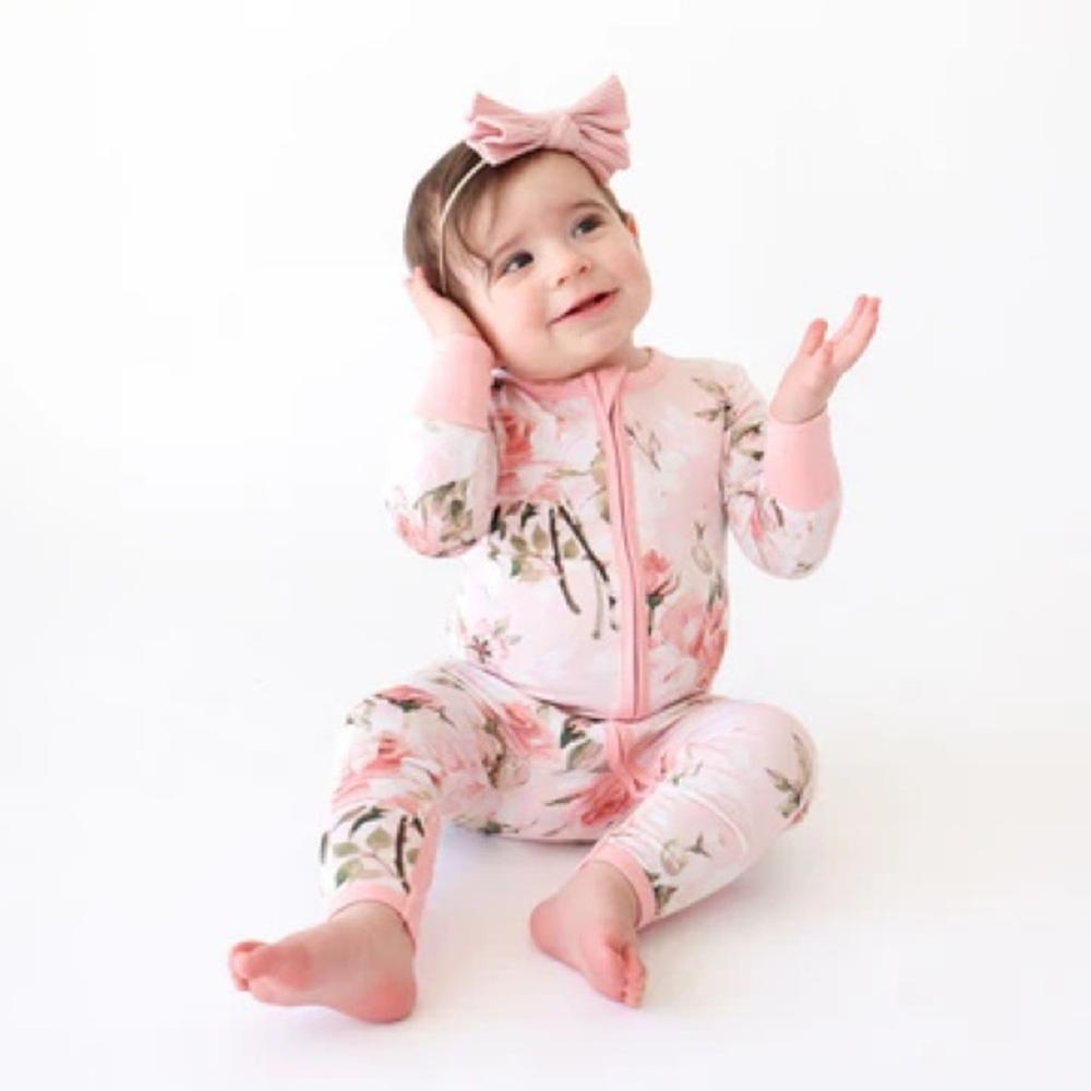 Posh Peanut Vintage Pink Rose Convertible One Piece, Size NB